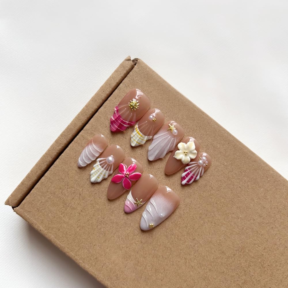 Press On Nails - Luxury Medium Almond 3D False Nails Women Reusable ABS Material Finger Printed Nail Tip French Salon Design Artificial Fingernail - Image 5