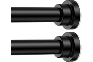 SISELBA 2 Pack Adjustable Tension Curtain Rods 32 to 48 Inches, No Drilling 7/8" Tension Rods for Window, Doorway Closet, Matte Black