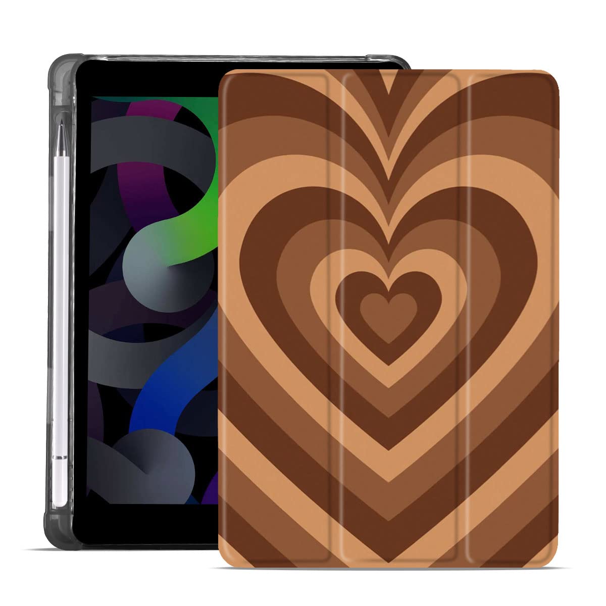 MAYCARI Aesthetic Love Heart Case for iPad 2018/2017 9.7 inch Case 5th/6th Generation, Cute Case with Pencil Holder, Support Auto Sleep/Wake, Soft TPU Back Protective Case for Girls Women Men