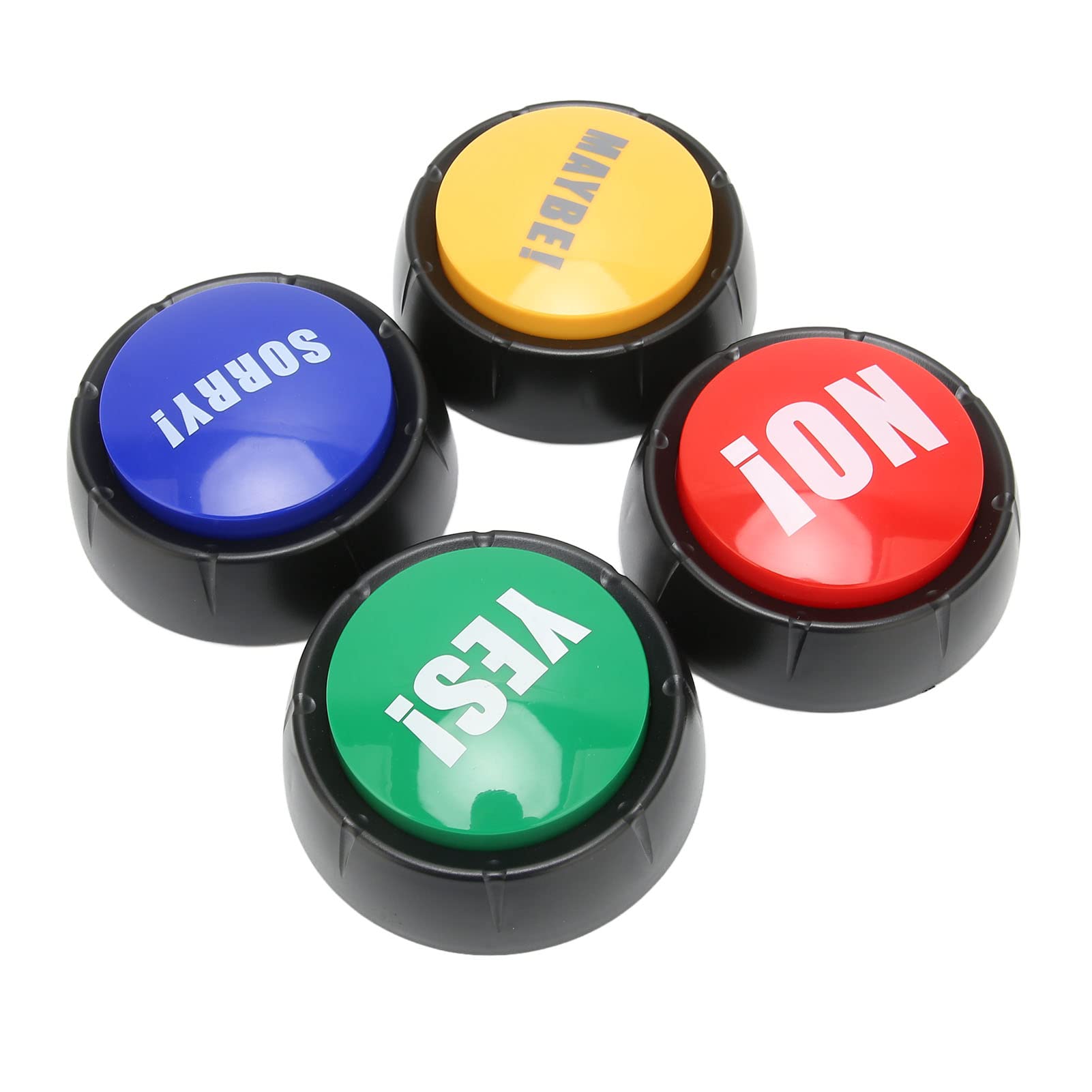 Jectse Dog Buttons for Communication, Set of 4 Dog Talking Button with YES NO SORRY MAYBE Sound Effects, Pet Training Buzzer Animal Communication Button for Cat Dog