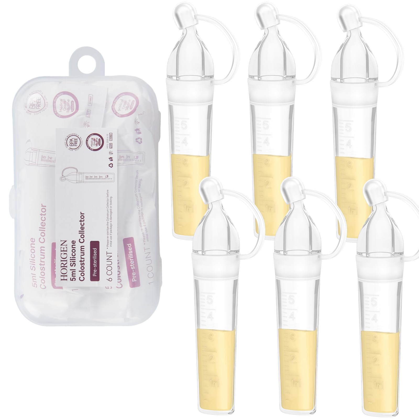 Photo 1 of Colostrum Collector Reusable Breast Milk Collector, Heat & Freezer Resistant,BPA-Free,Portable Colostrum Container with Storage Case,Multi-Use Collector 5ml/6pcs