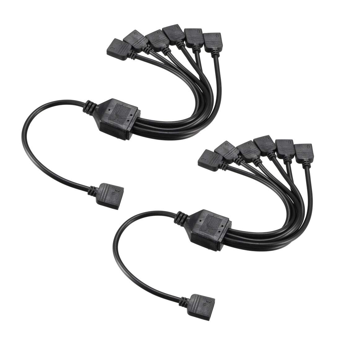 sourcing map ARGB Splitter Cable 1 Female to 6 Female 3 Pin Extension Connector Cord Wire for 5050 3528 LED Light Strips 30cm Length 2Pcs