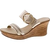 ONEX Women's Cynthia Wedge Sandal,Platinum,8