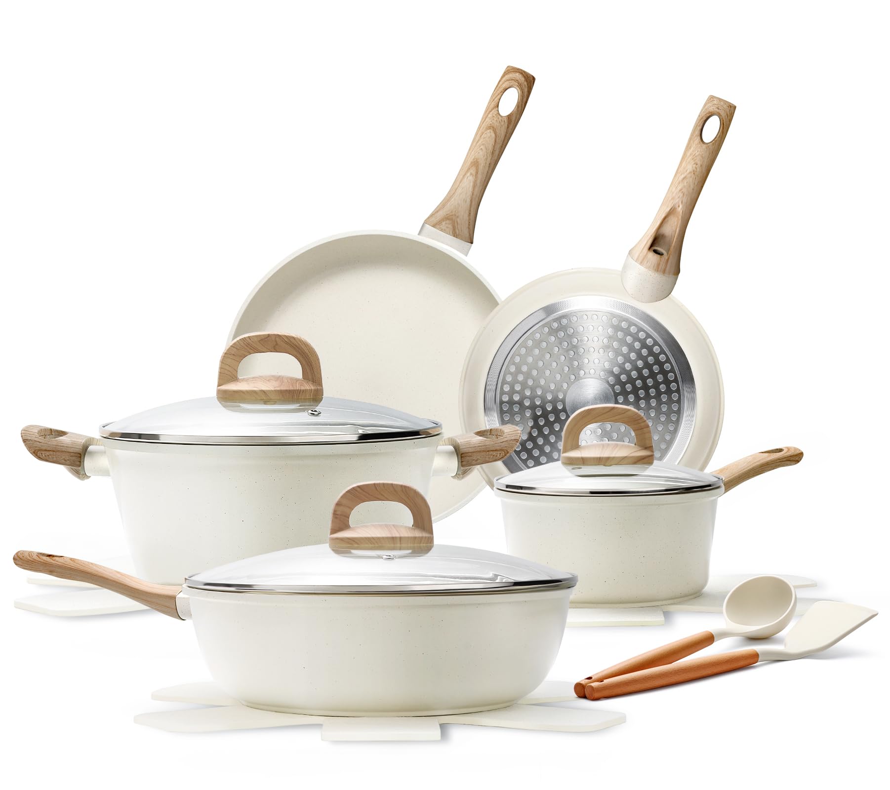 Photo 1 of 14 Pcs Pots and Pans Set, Nonstick Cookware Sets, Granite Induction Cookware Non Stick Cooking Set with Frying Pans, Saucepans, Saute Pan, Extra Large Casserole, PFAS PTFE PFOA PFOS Free