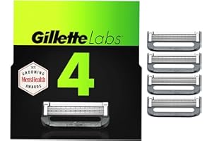Gillette Labs Mens Razor Blade Refills Compatible with Gillette Labs Razors - 4 Cartridges With Exfoliating Bar