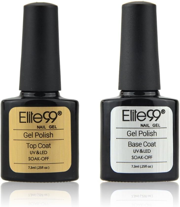 Elite99 Nail Art Gel Polish Base Coat Top Coat,Soak Off UV LED Manicure Pedicure Nail Coat 7.3ml (Top and base coat)