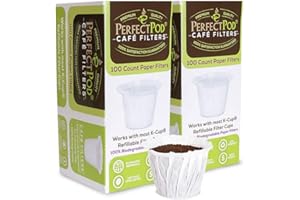 Cafe Filters Paper Liners for Reusable K Cup Coffee Pods by Perfect Pod - Fits All Brands, Compatible With All Refillable Capsules - Disposable Paper Filters (200-Ct)