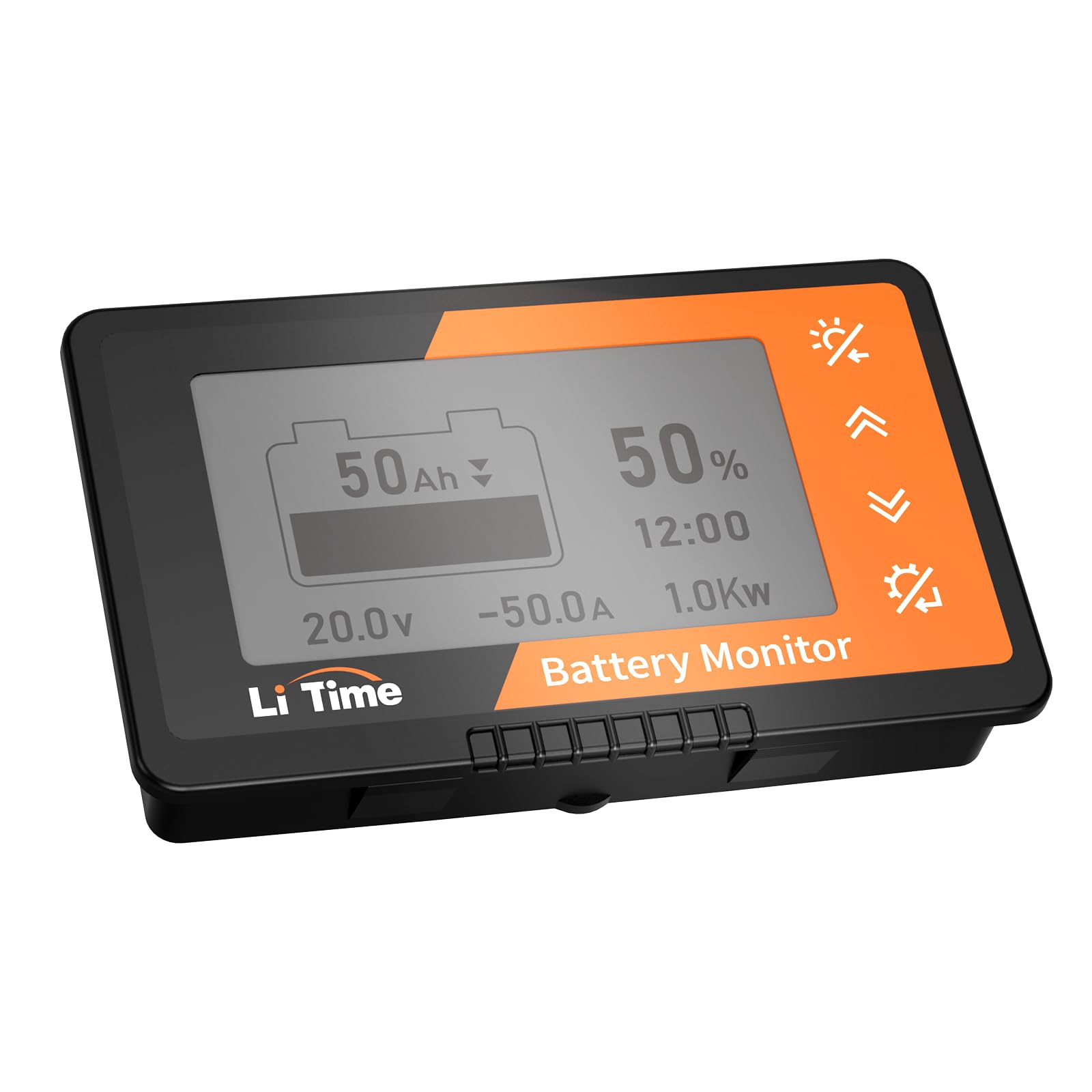 Photo 1 of LiTime 500A Battery Monitor with Shunt, 8V-120V Battery Monitor for RV Motorcycle Golf Cart Solar Panel with LCD Backlight Screen Buzzer Alarm, Capacity Percentage Time Power Voltmeter Display