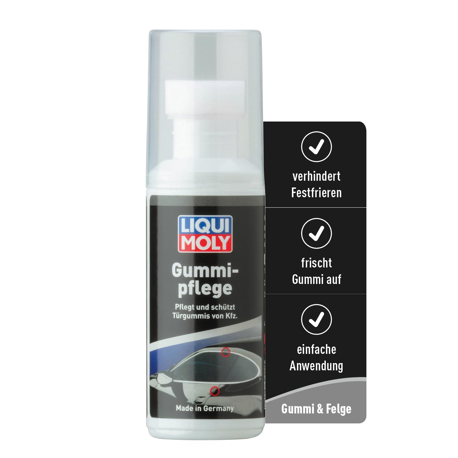 Liqui Moly Gummipflege, Art.-Nr. 7182 I 75 ml Winter Gummi Pflege-Stift als Festfrier-Schutz für Türgummis im Kfz-Bereich I Schutz, Pflege & Elastizität I Silikonfreie Autogummipflege