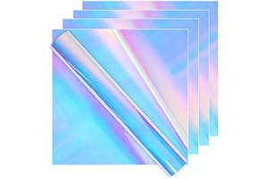 IModeur Opal Permanent Holographic Vinyl Bundle (5 Pack, 12” x 12”) Permanent Adhesive Sheets for DIY Crafts, Party Decoration, and Car Decal -Holographic Vinyl for Cutting Machine