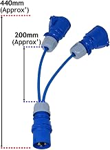 Spare2Go 16A Splitter Cable 240V 2 Way Hook Up Y Piece 2 x 16A Sockets Blue view 3