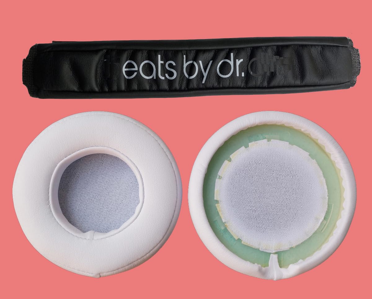 V-MOTA Earpads+Headband Compatible with Beats PRO HI-End & Monster Beats Pro & Detox Wireless Headphones,Replacement Cushions Repair Parts (White)
