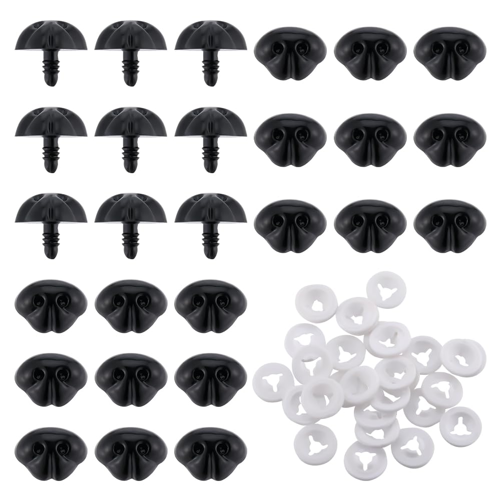 GORGECRAFT 1 Box 30Pcs Large Black Safety Noses Craft Plastic Screw Dog Nose with Washers 23mm Stuffed Animals Doll Noses Crochet Teddy Supplies for Amigurumi Plush Puppy Puppet Doll Making Accessory