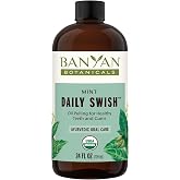 Banyan Botanicals Mint Daily Swish &ndash; Organic Ayurvedic Pulling Oil with Coconut Oil &ndash; Mouthwash for Fresh Breath and Sparkling Oral Health* &ndash; 24 oz &ndash; Non GMO Sustainably Sourced Vegan