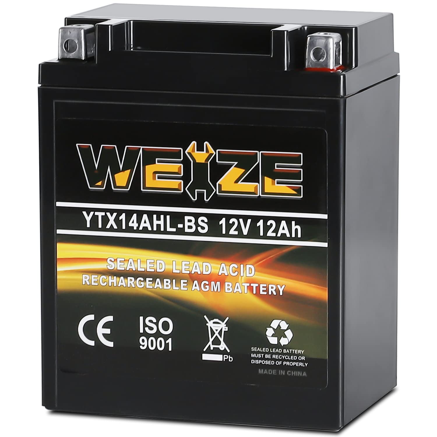 Photo 1 of Weize YTX14AHL-BS High Performance - Rechargeable - Sealed Motorcycle Battery Compatible With Polaris Scrambler, Sportsman 90, Honda Scooters NQ50 Spree,Kawasaki 110 KLX110 Blue