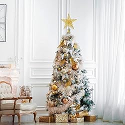 Christmas Tree Toppers Xmas Glitter Gold Hollow