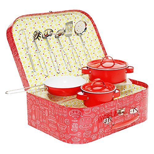 Tiger Tribe Role Play Utensils Set t for Children - Great Tin Kitchen Utensils Set for Girls and Boys - Stunning Alternative to a Wooden Toy Tea Set. Presented in a Wonderful Display Box