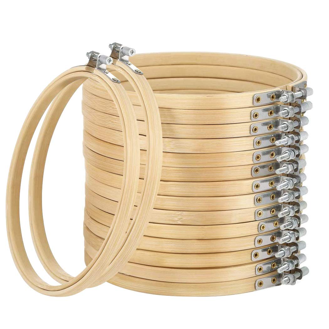 16 Pack 5 inch Mini Bamboo Circle,Embroidery Hoop Cross Stitch Hoop Ring for DIY Art Craft Handy Sewing