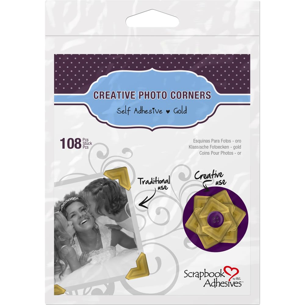 Classic Style Paper Photo Corners .5" Self Adhesive 108/Pkg-Gold