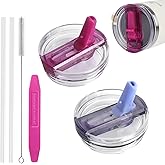 40 oz Tumbler Lid Replacement for Stanley,Flip Straw Lid Leak Proof fit for stanley H2.0 Quencher with Straws and Cleaning Brush
