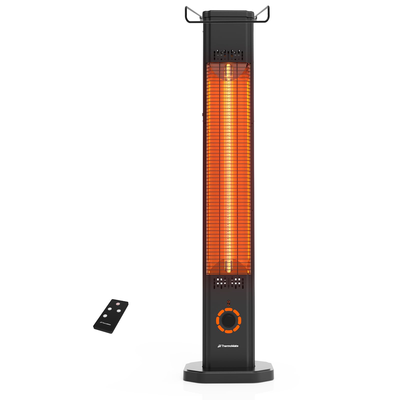 Photo 1 of **FOR PARTS ONLY / NON-FUNCTIONAL** Outdoor Electric Patio Heater, ThermoMate 1500W Freestanding & Wall-mounted Infrared Heater with Remote, 8 Heat Levels, 8H Timers, Tip-Over & Overheat Protection, IP65 Waterproof Tower Space Heater