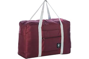 INVODA Foldable Travel Duffel Bag Tote Carry on Luggage Bag Spirit Airlines Personal item Sports Gym Bag Water Resistant Weekender Overnight Bags for Women and Men (Red)