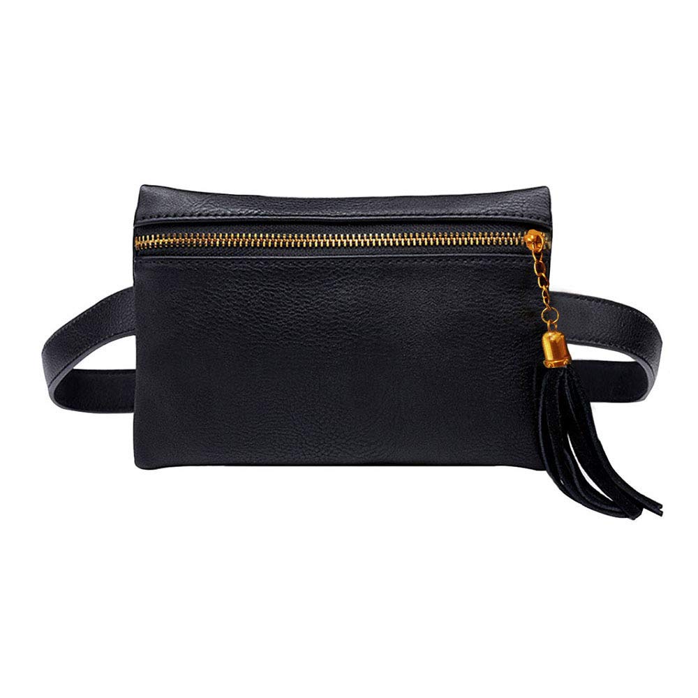 Sun Kea Women Elegant Waist Bag Snakeskin Pattern Fanny Pack Travel Bumbag Phone Pouch, 02693 black, One Size,