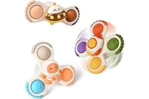 HCFJEH Suction Cup Spinner Toys, Baby Montessori Sensory Educational Learning Toy, Infant Bath Teething Fidget Toy, Toddler First Birthday for 6 9 12 18 Months Age 1 2 3 Old Boys Girls