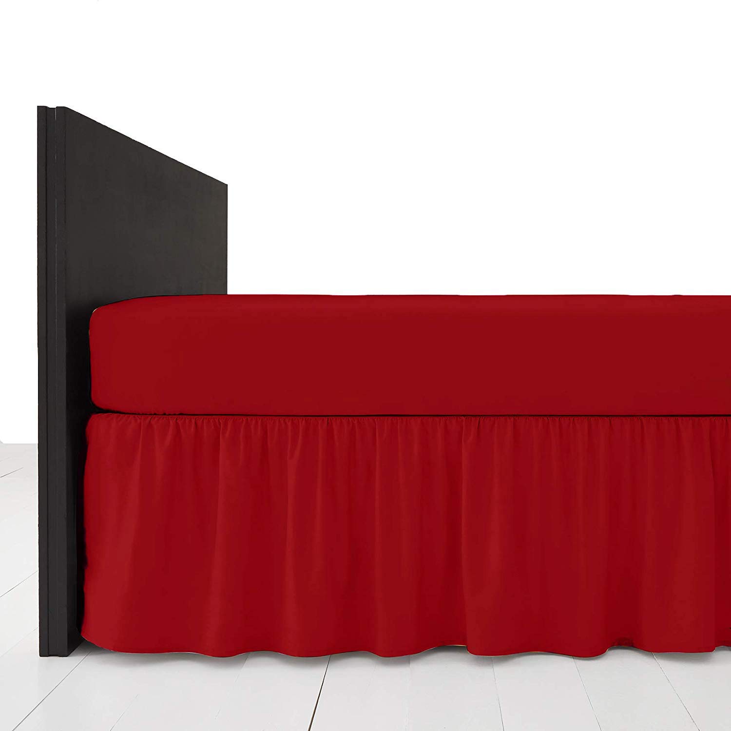 Comfy Nights Plain Dyed Polycotton Easy Care Frilled Base Valance In 19 Colors (Super King, Red)