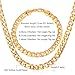 U7 Men 7MM Wide Calssic Cuban Chain Platinum/Rose Gold/Black Gun Plated/18K Gold Plated Curb Chain Necklace & Link Bracelet Set,18-30