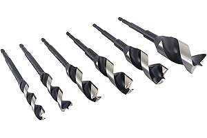 WOODOWL Wood Owl 6 Piece Set OverDrive Fast Boring Ultra Smooth Auger Brad Point Boring Bits Containing the Following Sizes 1/2”, 5/8”, 3/4”, 7/8”, 1” and 1 1/4” 00706