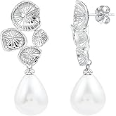 Natural 24 Carat Handpicked Pearl Dangling Earrings in Sterling Silver, Aaa Quality - Gift For Women Who Has Everything