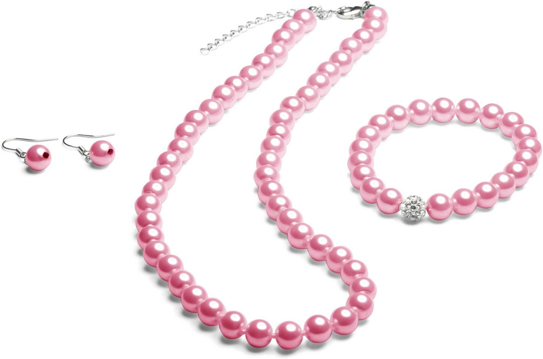 FlexiStore Knotted Pearl Necklace - Pearl Bracelet - Pearl Earrings - Jewellery set