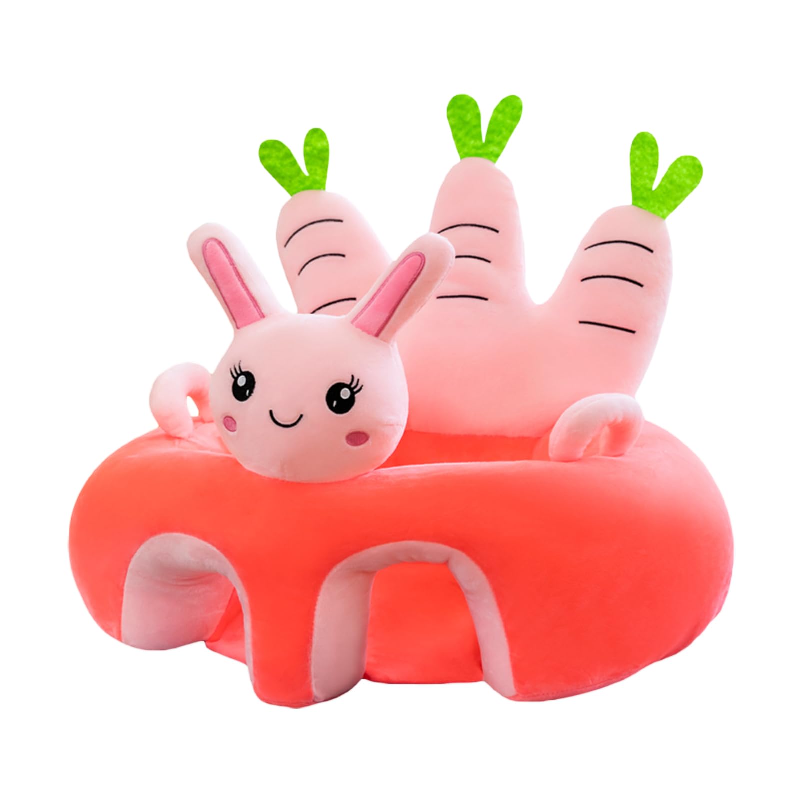 Photo 1 of Animal Shaped Baby Sitting Chair Baby Support Sofa Chair Cover Cute Infant Toddler Floor Seat Loungers Sitting Chair for Learning to Sit (Carrot Bunny, 40cm*55cm*55cm)