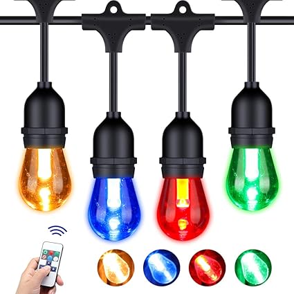 foxlux cadena de luces led para exteriores con cambio de color color blanco rojo verde y azul bombillas de plastico impermeables para patio