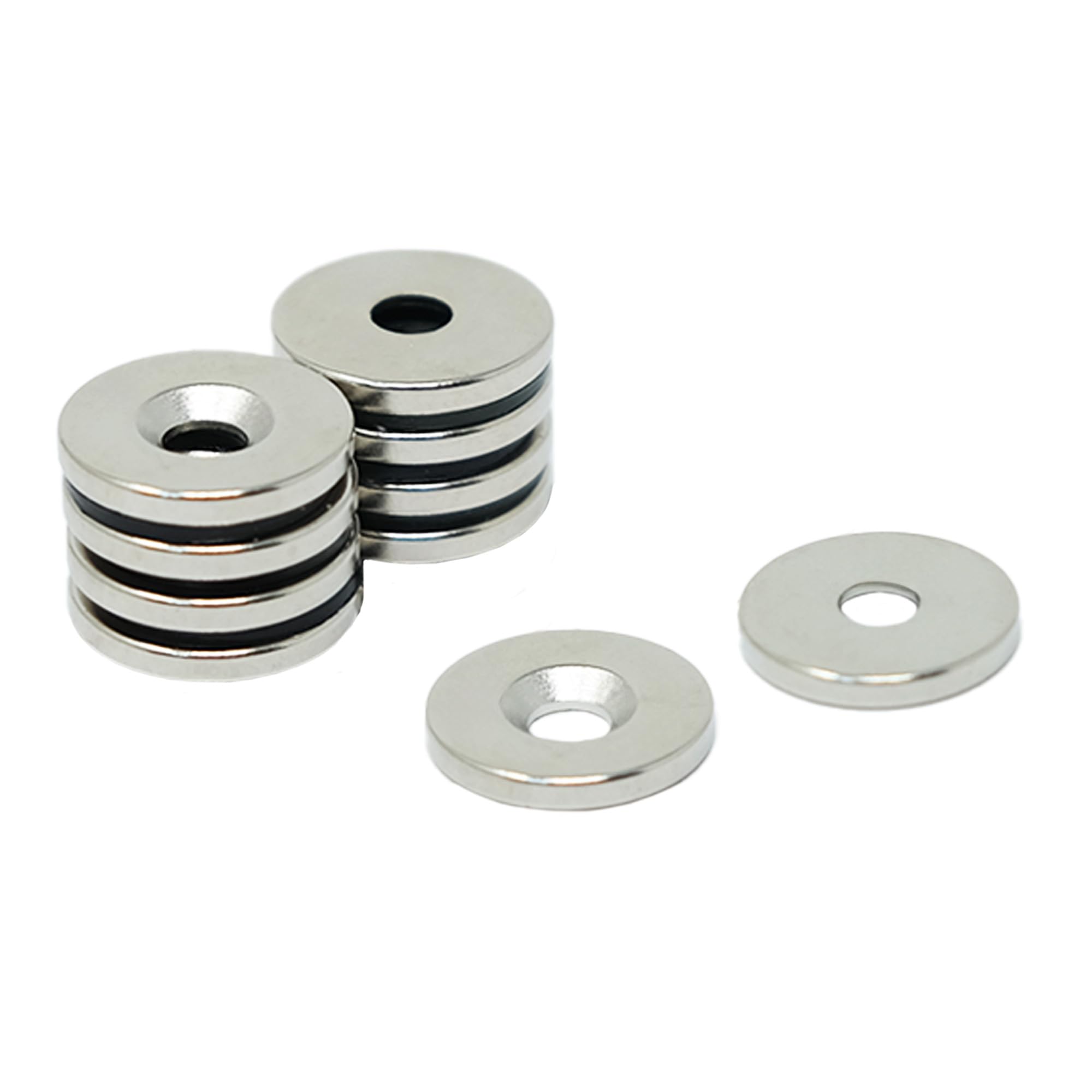 N42 Neodymium Countersunk Magnet for Arts, Crafts, Model Making, DIY, Hobbies, Office, and Home - 15mm dia x 2mm thick x 4.2mm c/sink - 1.7kg Pull - South - Pack of 80