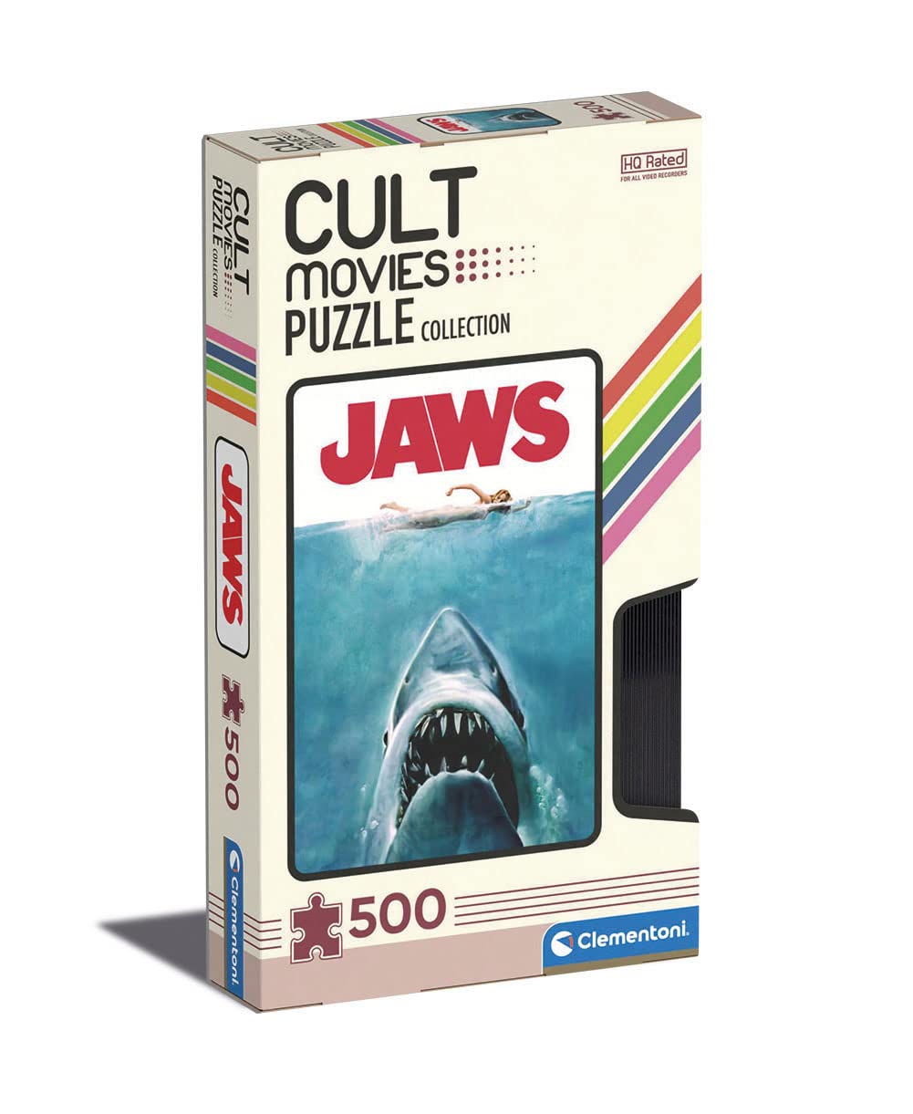Clementoni - 35111 - Cult Movies Puzzle - Jaws - Jigsaw Puzzle 500 Pieces, Made In Italy, Jigsaw Puzzle For Adults