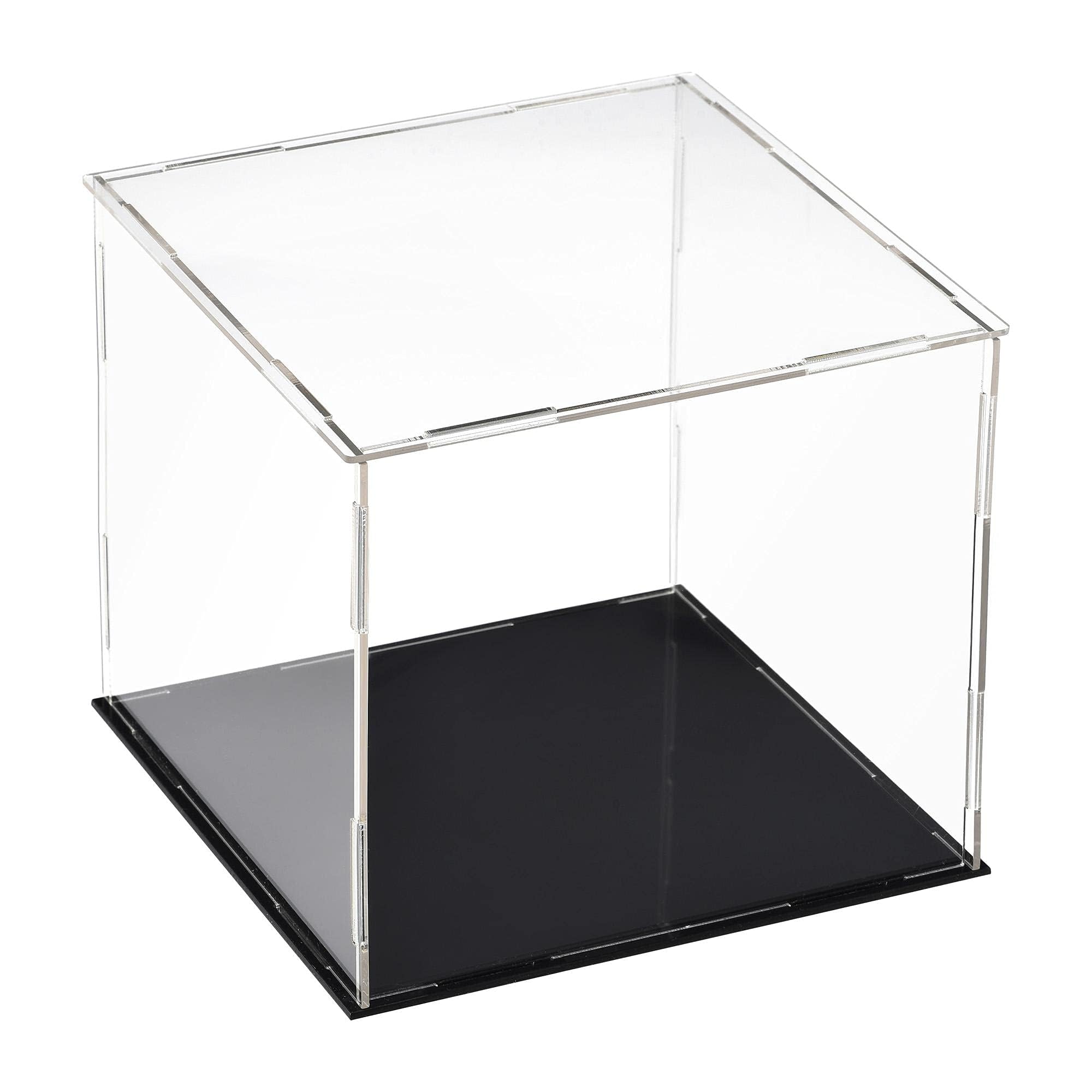 TA-VIGOR Acrylic Clear Display Case, 20 x 20 x 20cm Assemble Countertop Box Cube Organizer Stand Dustproof Protection Showcase with Black Base for Action Figures Toys Collectibles Home Storage — image 1