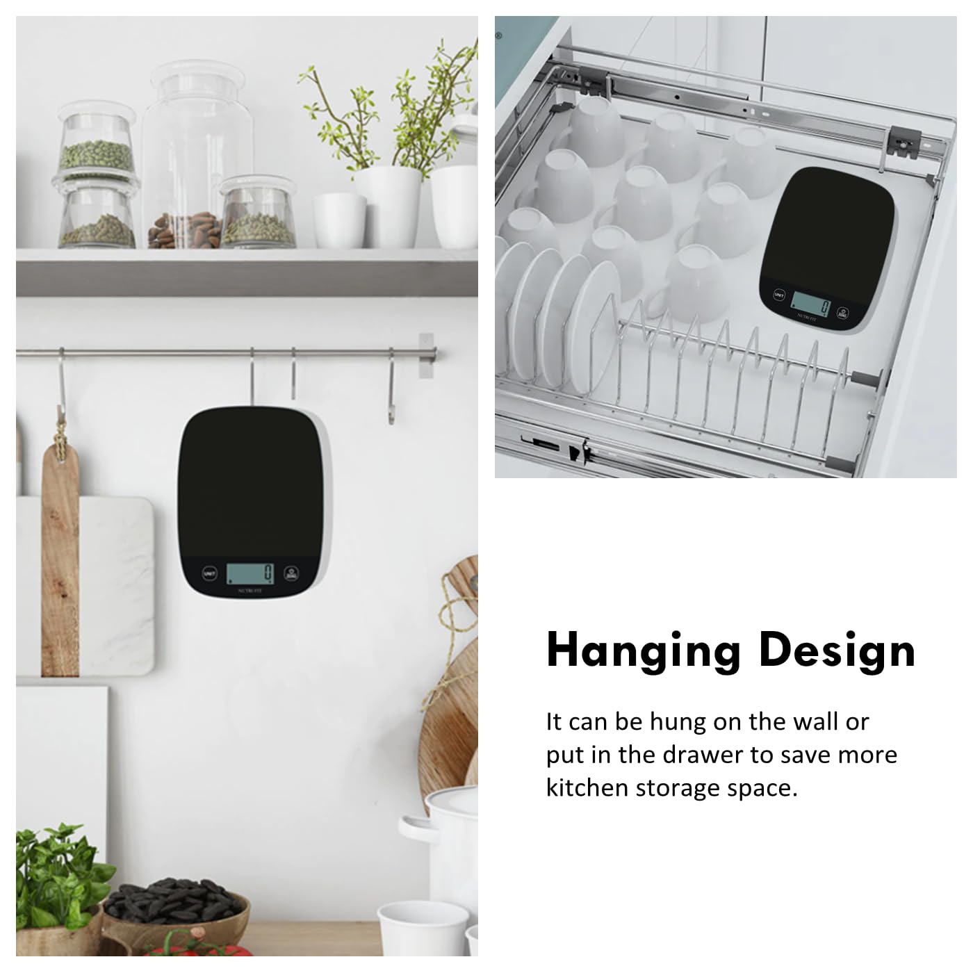 NUTRI FIT Food Scale for Kitchen Scales Digital Weight Grams and Ounces, Baking Scale Accurate for Weight Loss, Cooking, Coffee, Keto Diet, Meal Prep, 0.1oz Ultra Slim Smart Tare Black