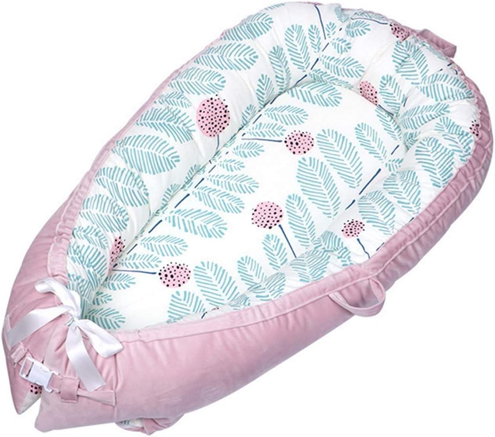 JHION Baby Lounger, Baby Nest Portable Super Soft Organic Cotton and Breathable Newborn Lounger Baby Snuggle Nest Sponge Bottom- Perfect for Co-Sleeping 0-12Months