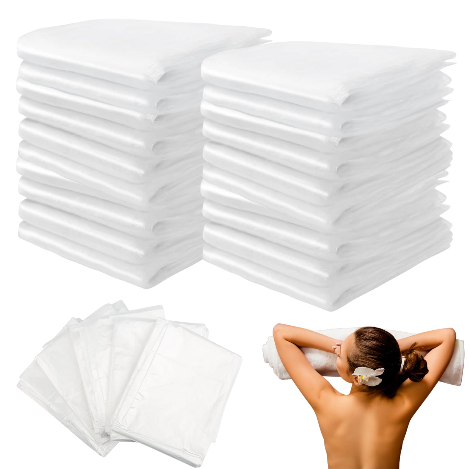 Photo 1 of Atarvana 50pcs Disposable Plastic Sheeting for Body Wrap Top Open 83''×47'' Plastic Sheeting for Film Bathtub Bag, Home Bathtub, SPA, Beauty Salon- Soft & Tear-Resistant