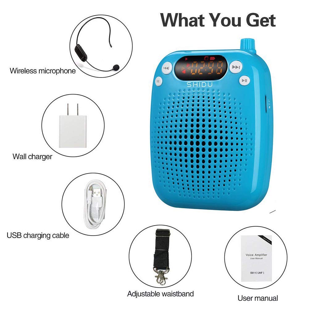10W Wireless Voice Amplifier, Portable PA System Speaker with UHF Wireless Microphone Headset for Teachers, Tour Guides, Coacher, Singing, Training and Presentation