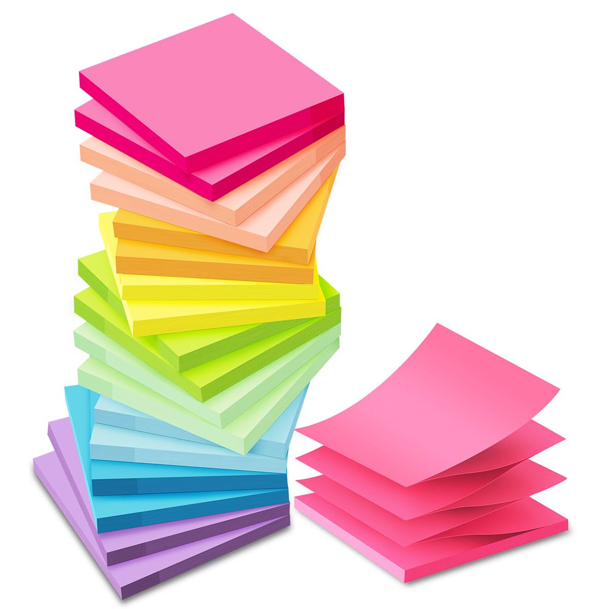 Photo 1 of (18 Pack) Pop Up Sticky Notes Refill,3x3 in Popup Notepads,Accordion Stickies Super Sticking Power,Office School Memo Note Pads Bright Colors,Post on Windows Doors,Recyclable,Easy to Write on