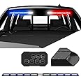 SpeedTech Lights Raptor TIR Upper Windshield Interior Split LED Strobe Visor Light Bar Emergency Lights for Vehicles and Police with Bracket and Control Box - Blue/Blue