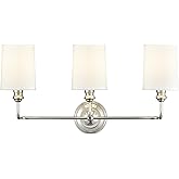 ML Lighting | Leena Collection | 99803-PN | Indoor 3 Light Vanity in Polished Nickel with White Fabric Shade | Elegant and Ve