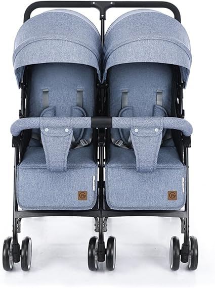pink and blue double stroller
