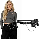 Sunnymove Belt Bag with Chain for Women Cyber Chic Waist Pack with Detachable Mini Pouch Fashion Belt Bag for Party Travel Daily Outfits