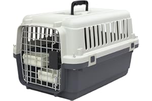 SportPet Designs Plastic Kennels Rolling Plastic Wire Door Travel Dog Crate - Small - No Wheel, Tan