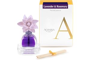 AGRARIA PetiteEssence Flower and Reed Diffuser Set, Hand Crafted Sola Flower Botanical Home Fragrance Set, Scented Oil Gift for All Occasions