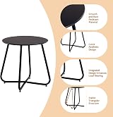 HollyHOME Outdoor Round Side Table Metal Patio Table Black 45cm view 5